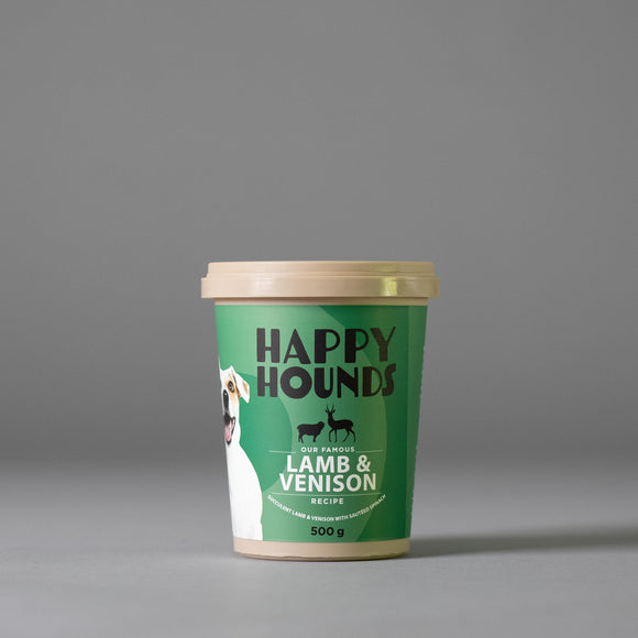 Happy Hounds Succulent Lamb & Venison with Sauteed Spinach 500g