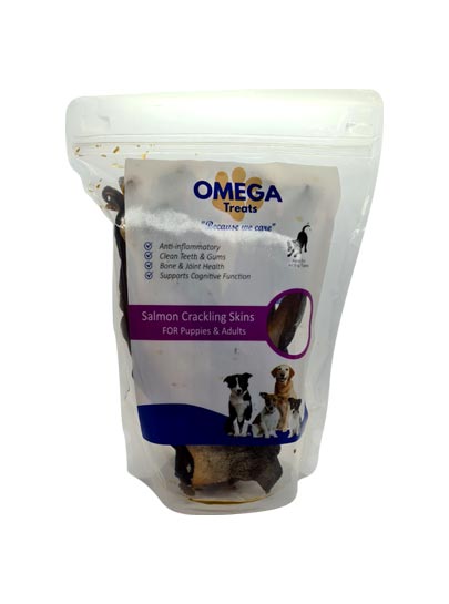 Omega Treats Salmon Crackling Skins Pet Treats -140g